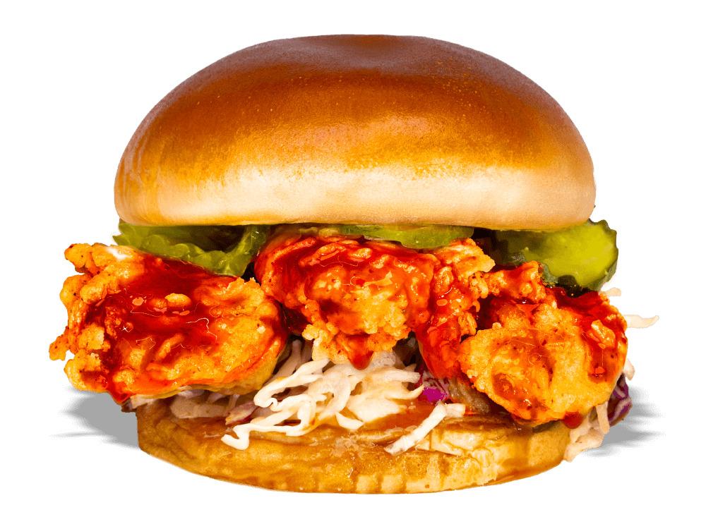 Enjoy the iconic General TSO fried chicken sandwich from Kung Fu Chicken, a flavorful Asian twist on a classic in Miami.