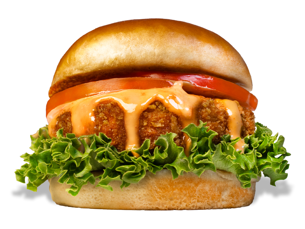 Kung Fu Chicken's Lava Sandwich: juicy mozzarella-stuffed fried chicken, crispy, with fresh lettuce and tomato – best Asian-style fried chicken in Miami